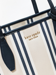 Kate Spade Market Striped Canvas Medium Tote Blazer Blue Multi