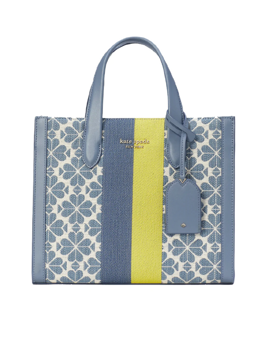Kate Spade K6840 Flower Jacquard Stripe Manhattan Small Tote Morning Sky Multi