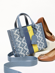 Kate Spade K6840 Flower Jacquard Stripe Manhattan Small Tote Morning Sky Multi