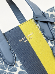 Kate Spade K6840 Flower Jacquard Stripe Manhattan Small Tote Morning Sky Multi