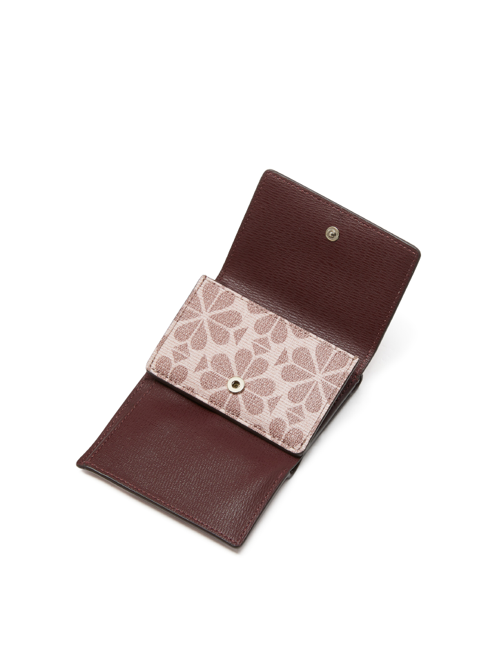 Kate Spade New York Spade Flower Monogram Coated Canvas Small Slim Bifold  Wallet Natural Multi One Size