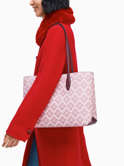 Kate Spade PXR00360 Flower Coated Canvas All Day Large Tote Pink Multi