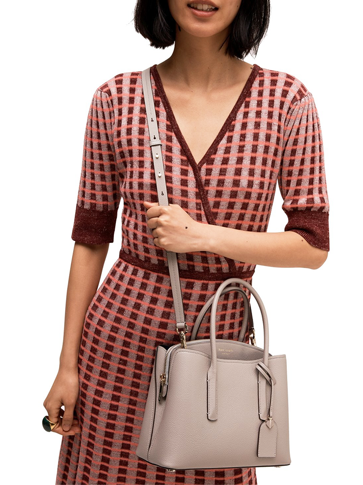 Kate-Spade-PXRUA161-Margaux-Medium-Satchel-Truetaupe-Balilene-onmodel