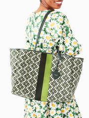 Kate-Spade-PXRUB272-Flower-Jacquard-Stripe-Everything-Large-Tote-Green-Multi-Balilene-onmodel