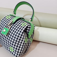 Kate-Spade-Pxrub372-Remedy-Gingham-Small-Top-Handle-Green-Multi-gambar-samping