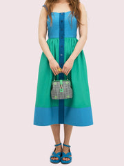 Kate Spade Pxrub372 Remedy Gingham Small Top Handle Green Multi