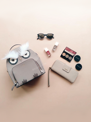 Kate Spade WKRU5674 Star Bright Owl Tomi Gray Leather Backpack