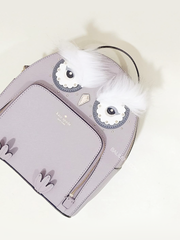 Kate Spade WKRU5674 Star Bright Owl Tomi Gray Leather Backpack