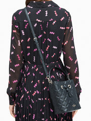 Kate Spade WKRU00075 Natalia Small Bucket Quilted Leather Black