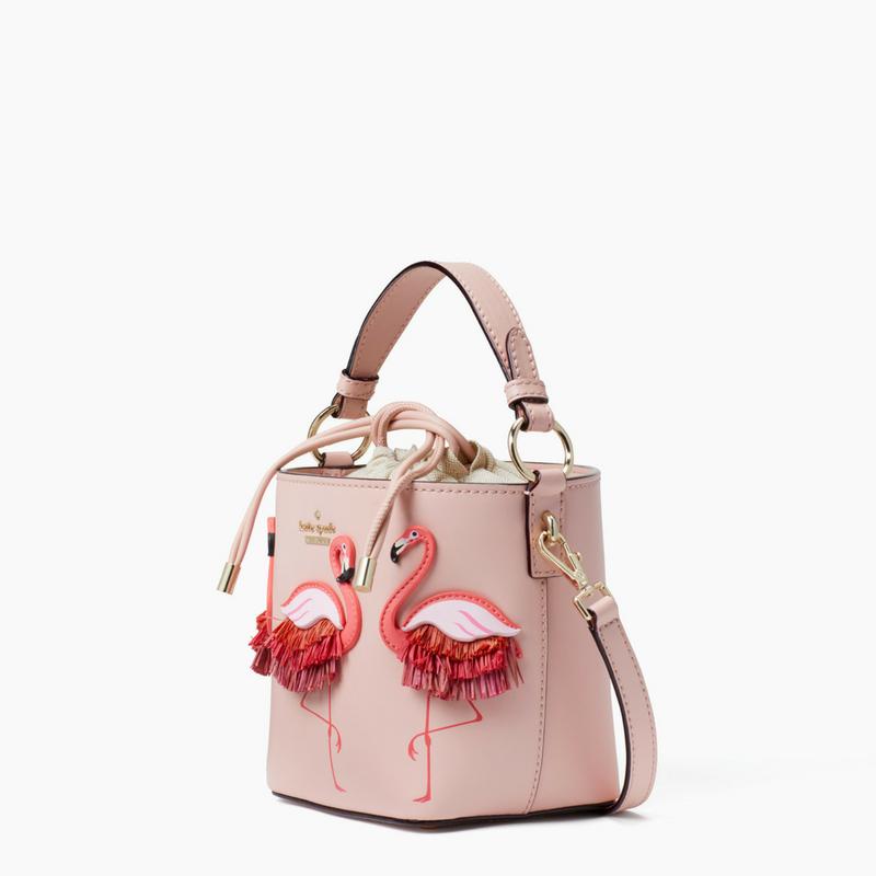 Kate Spade Wkru5957 By The Pool Flamingo Pippa Leather Bucket Bag