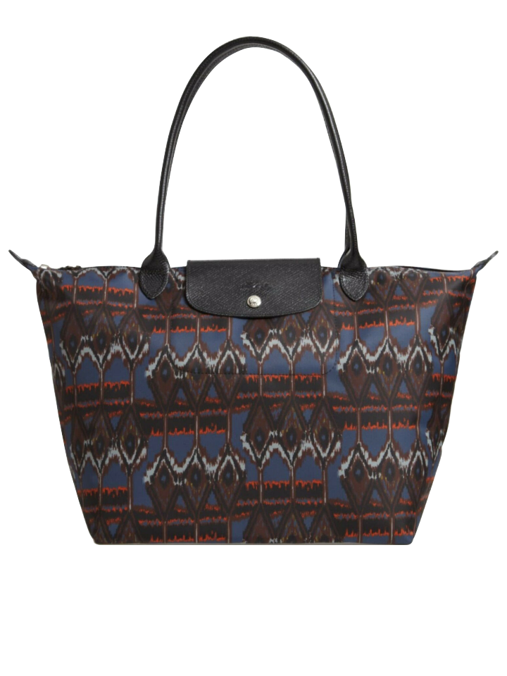 Longchamp-L1899649006-Le-Pliage-Large-Ikat-Nylon-Tote-Navy-Balilene-depan