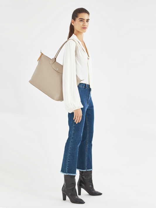 Longchamp Le Pliage City Large Shoulder Bag Beige