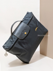 Longchamp Le Pliage Club Briefcase Small Gun Metal