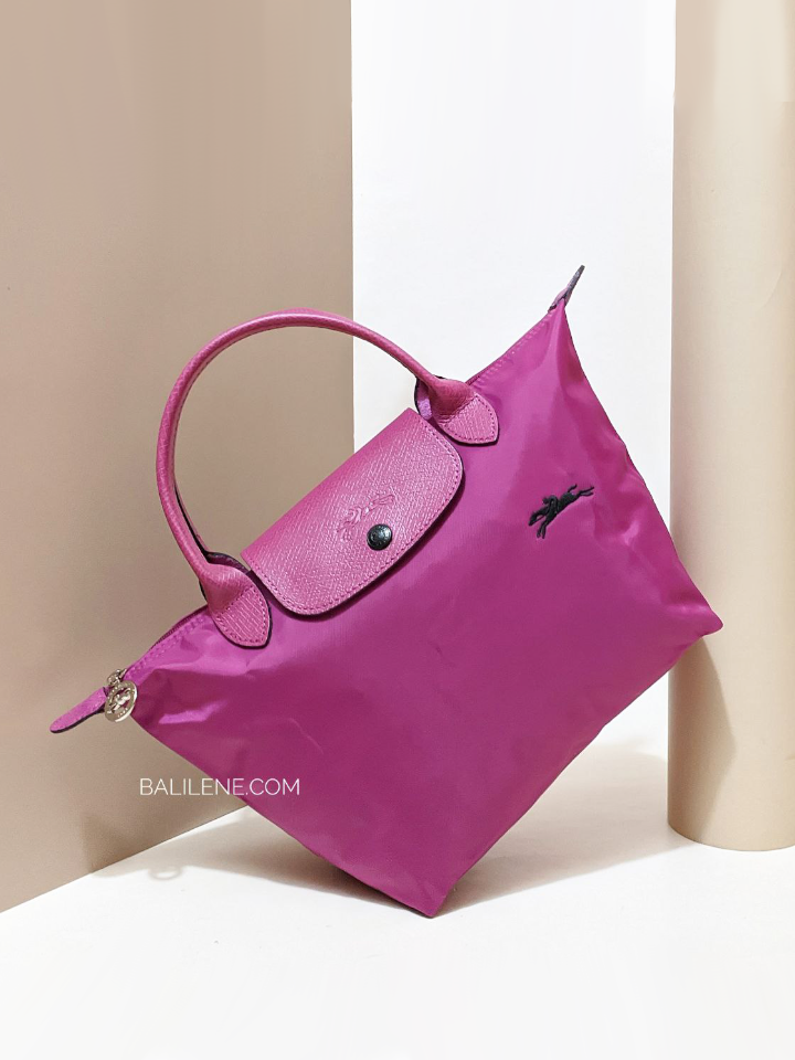 Longchamp-Le-Pliage-Club-Small-Top-Handle-Bag-Fuchsia-Balilene-depan