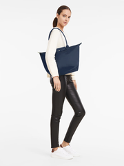Longchamp-Le-Pliage-Green-Shoulder-Bag-Ocean-Blue-Balilene-onmodel