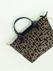 Longchamp Le Pliage LPG Small Top Handle Bag Black Khaki