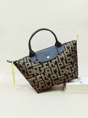 Longchamp Le Pliage LPG Small Top Handle Bag Black Khaki