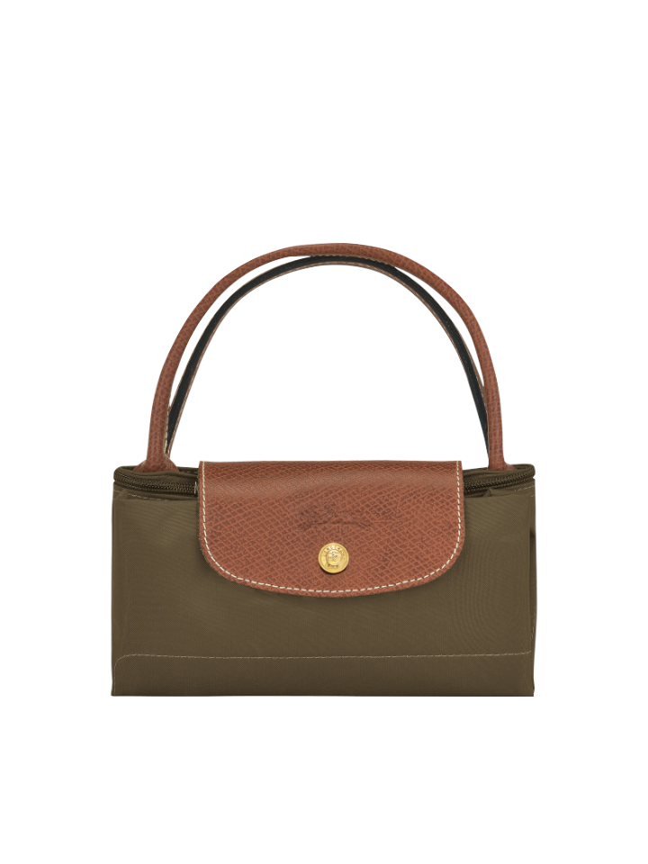 Longchamp-Le-Pliage-Original-Top-Handle-Bag-Khaki-Army-Balilene-detail