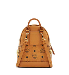MCM Stark Side Studs Bebe Boo Backpack in Visetos Cognac