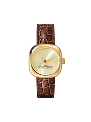 Marc Jacobs The Cushion Champagne Dial Brown Leather Strap Watch