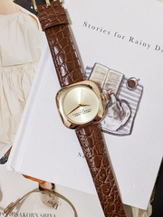 Marc Jacobs The Cushion Champagne Dial Brown Leather Strap Watch