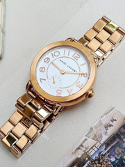 Marc Jacobs MJ3471 Riley Ladies White Dial Rose Gold Tone Watch