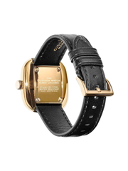 Marc Jacobs The Cushion Black Dial Leather Strap Watch