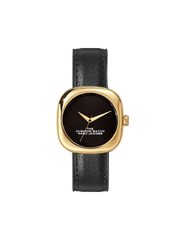 Marc Jacobs The Cushion Black Dial Leather Strap Watch