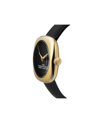Marc Jacobs The Cushion Black Dial Leather Strap Watch