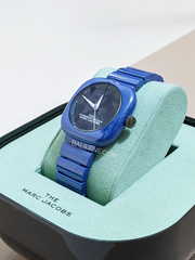 Marc Jacobs The Cushion Blue Dial Ceramic Bracelet Watch