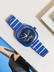 Marc Jacobs The Cushion Blue Dial Ceramic Bracelet Watch