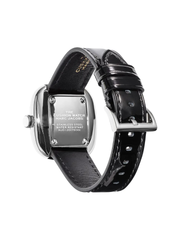 Marc Jacobs The Cushion Silver-Black Dial Leather Strap Watch