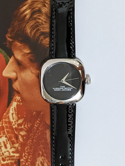 Marc Jacobs The Cushion Silver-Black Dial Leather Strap Watch