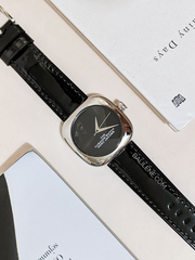 Marc Jacobs The Cushion Silver-Black Dial Leather Strap Watch