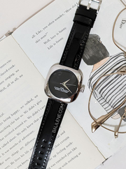 Marc Jacobs The Cushion Silver-Black Dial Leather Strap Watch