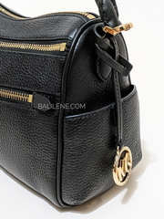 Michael Kors 30F1G9LS6L Lorimer Medium Pebbled Leather Satchel Bag Black