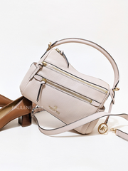 Michael Kors 30F1G9LS6L Lorimer Medium Pebbled Leather Satchel Bag Soft Pink