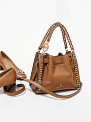 Michael Kors 32S1G4MC1L Mina Small Pebbled Leather Crossbody Bag Luggage