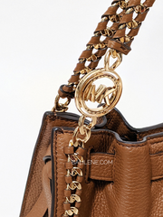 Michael Kors 32S1G4MC1L Mina Small Pebbled Leather Crossbody Bag Luggage