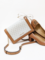 Michael Kors 32S2GJ6C7B Jet Set Large Logo Crossbody Bag Vanilla