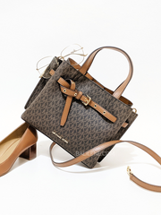Michael Kors 35H0GU5S1B Emilia Small Logo Satchel Brown