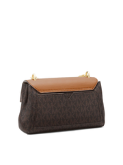 Michael Kors Lita Small Two-Tone Logo and Leather Crossbody Bag Brown