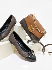 Michael Kors Lita Small Two-Tone Logo and Leather Crossbody Bag Brown