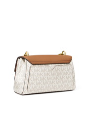 Michael Kors 35H0GXPC1V Lita Small Two-Tone Logo and Leather Crossbody Bag Vanilla