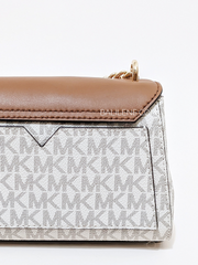 Michael Kors 35H0GXPC1V Lita Small Two-Tone Logo and Leather Crossbody Bag Vanilla