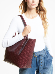 Michael Kors 35H1T2JT3C Jodie Large Logo Jacquard Tote Bag Merlot