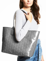 Michael Kors 35H1T2JT3C Jodie Large Logo Jacquard Tote Bag Pearl Gray