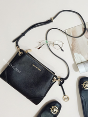 Michael Kors 35H9GNIC9L Nicole Triple Compartment Crossbody Leather Black