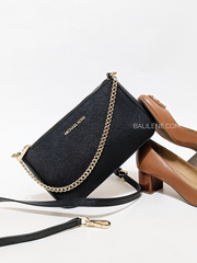 Michael Kors 35S0GTVU6L Jet Set Medium Saffiano Leather Crossbody Bag Black