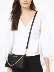 Michael Kors 35S0GTVU6L Jet Set Medium Saffiano Leather Crossbody Bag Black